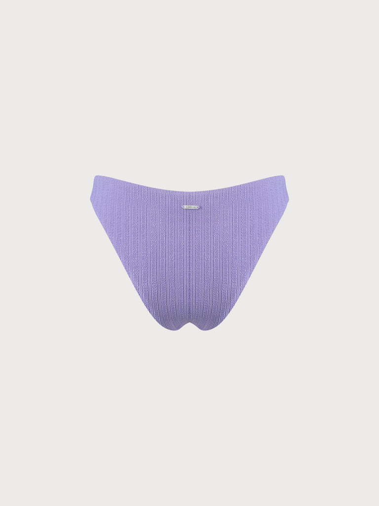 Purple Solid Textured Bikini Bottom Sustainable Bikinis - BERLOOK