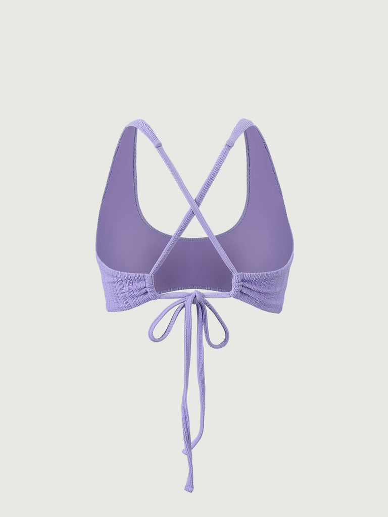Purple Textured Cross Back Bikini Top Sustainable Bikinis - BERLOOK
