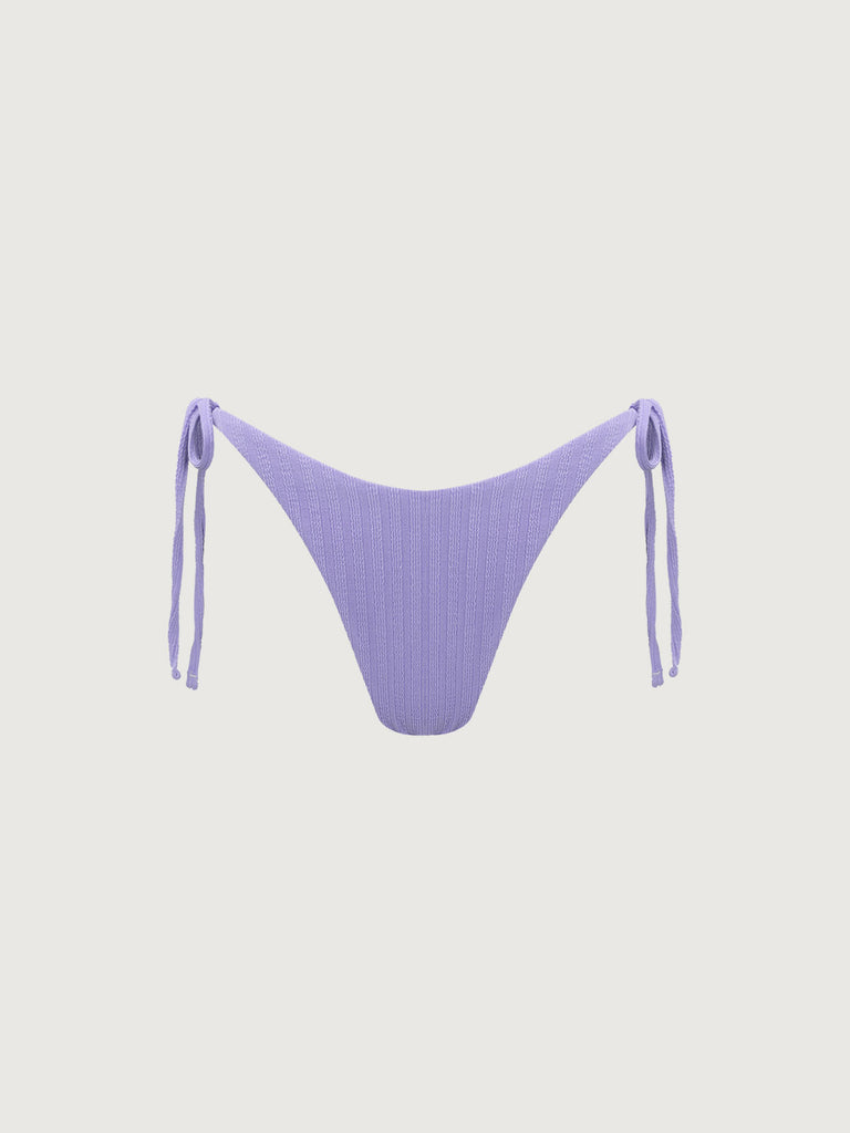 Purple Textured Tie Bikini Bottom Purple Sustainable Bikinis - BERLOOK