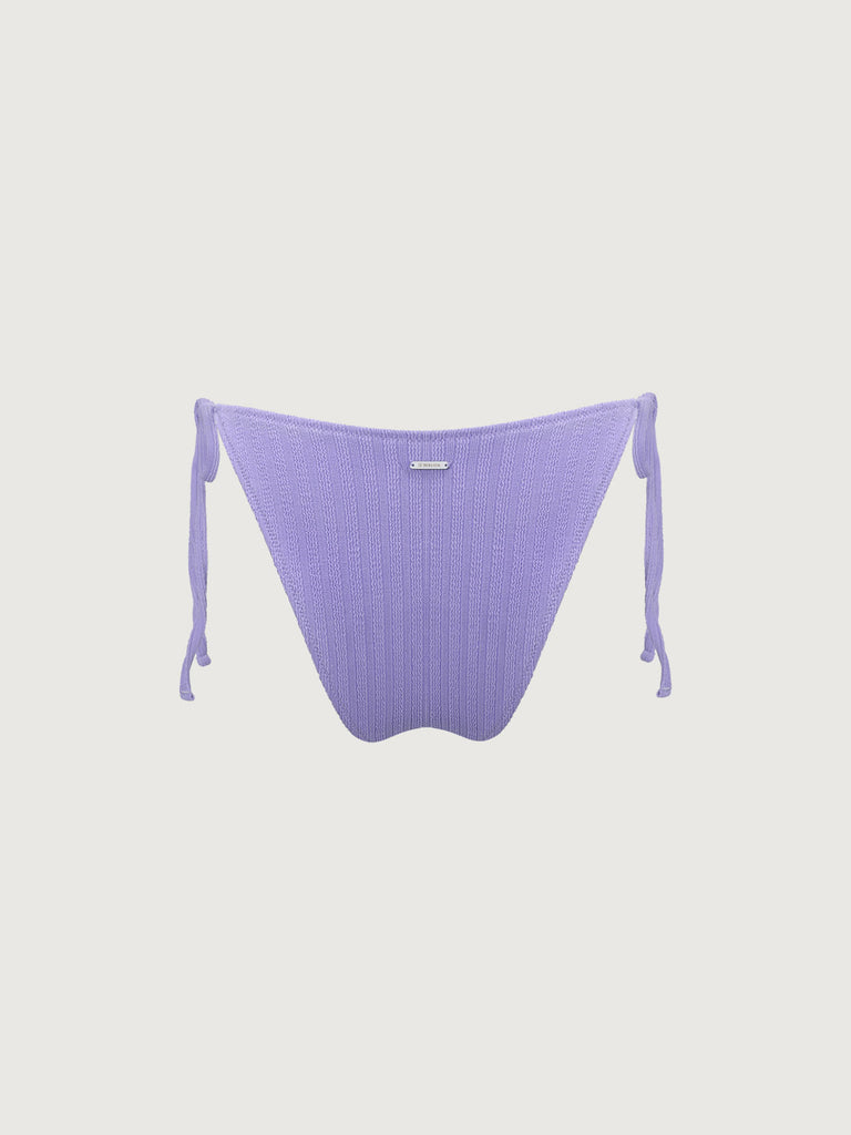 Purple Textured Tie Bikini Bottom Sustainable Bikinis - BERLOOK