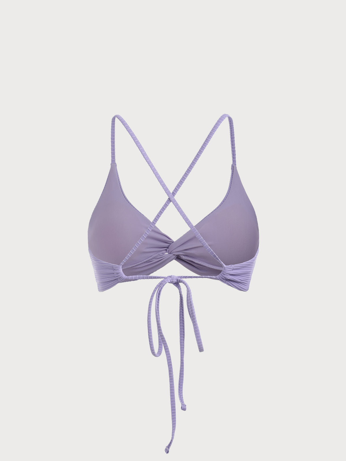 Berlook Women's Twist Tie Strap Backless Sustainable Bikini Top, Purple / M