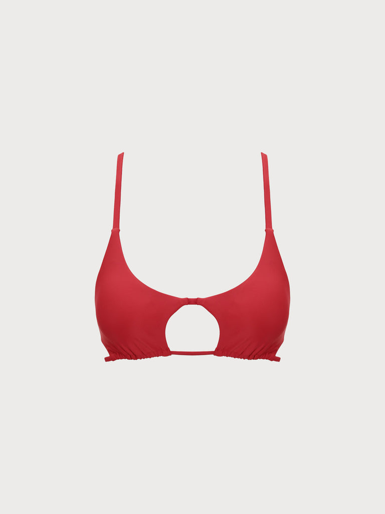 Red Cut Out Bikini Top Red Sustainable Bikinis - BERLOOK