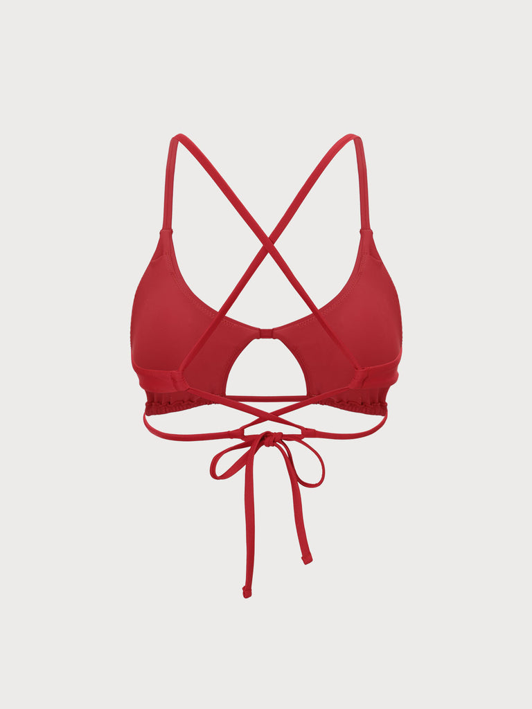 Red Cut Out Bikini Top Sustainable Bikinis - BERLOOK