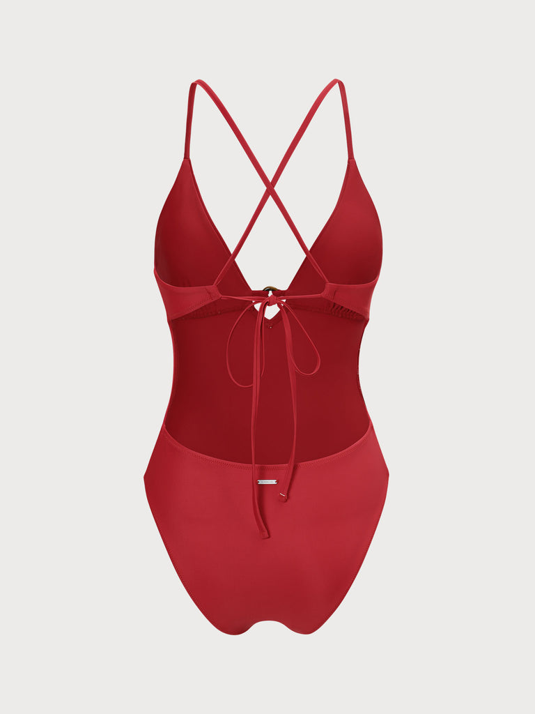 Red Cutout One Piece Swimwear Sustainable One-Pieces - BERLOOK