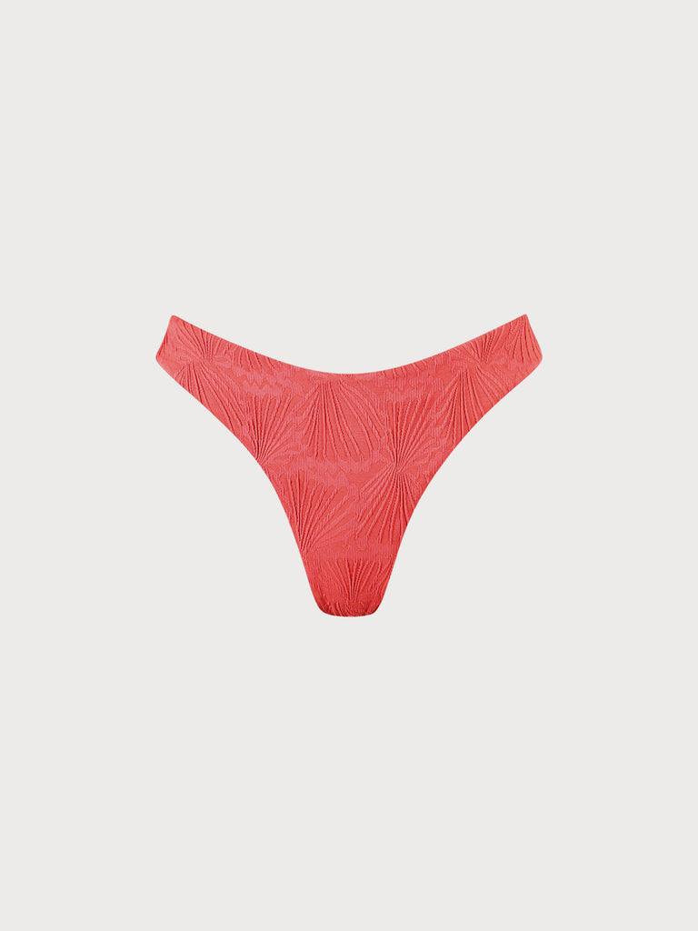 Red Jacquard Bikini Bottom Red Sustainable Bikinis - BERLOOK