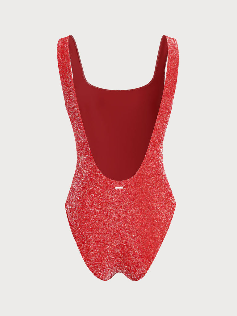 Red Lurex No Padding One-Piece Swimsuit Sustainable One-Pieces - BERLOOK