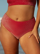 Red Lurex Plus Size Bikini Bottom Sustainable Plus Size Bikinis - BERLOOK