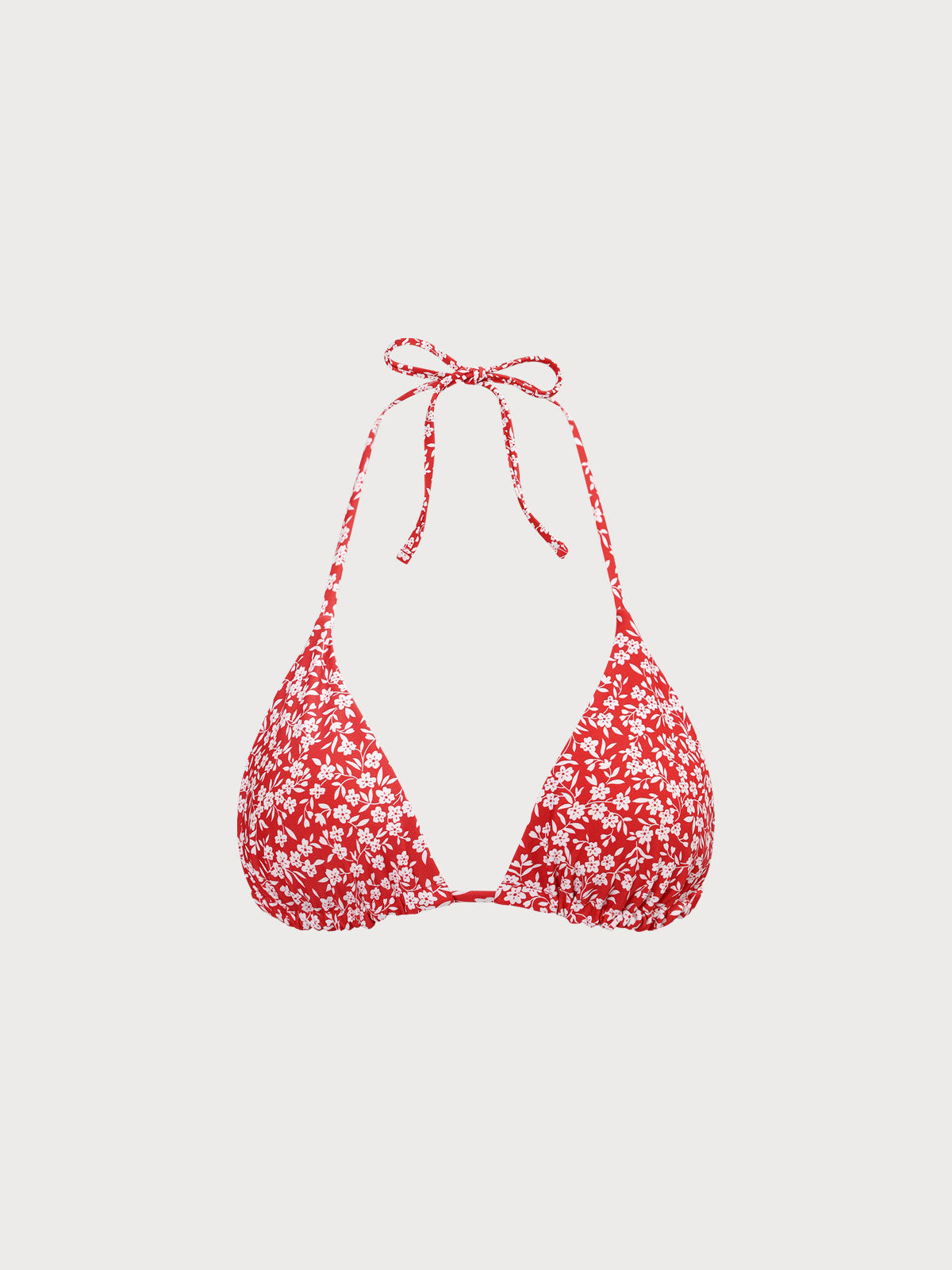 Red Reversible Floral Halter Bikini Top Red Sustainable Bikinis - BERLOOK