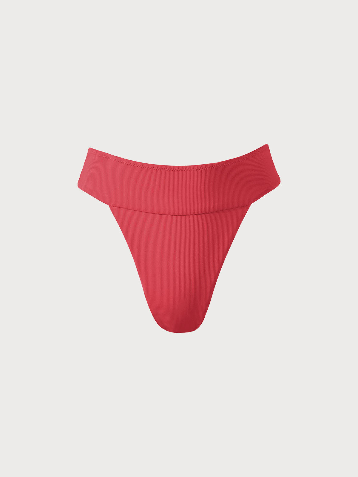 Red Ribbed High Cut Wide Waistband Bikini Bottom & Reviews - Red -  Sustainable Bikinis