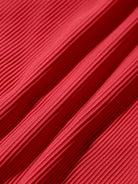 Red Ribbed High Cut Wide Waistband Bikini Bottom Sustainable Bikinis - BERLOOK