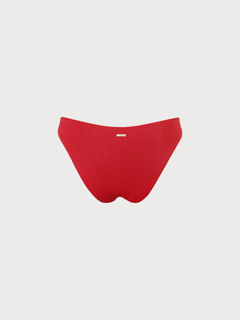 Red Solid Low Waisted Bikini Bottom Sustainable Bikinis - BERLOOK