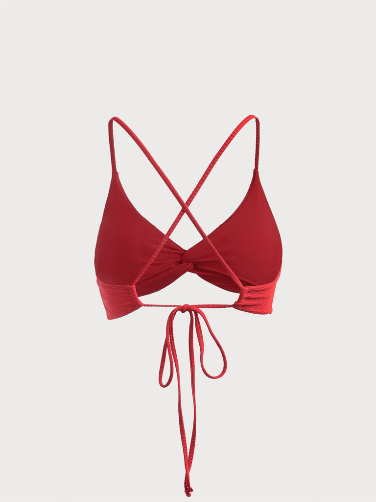 Red The Twist Backless Bikini Top Sustainable Bikinis - BERLOOK