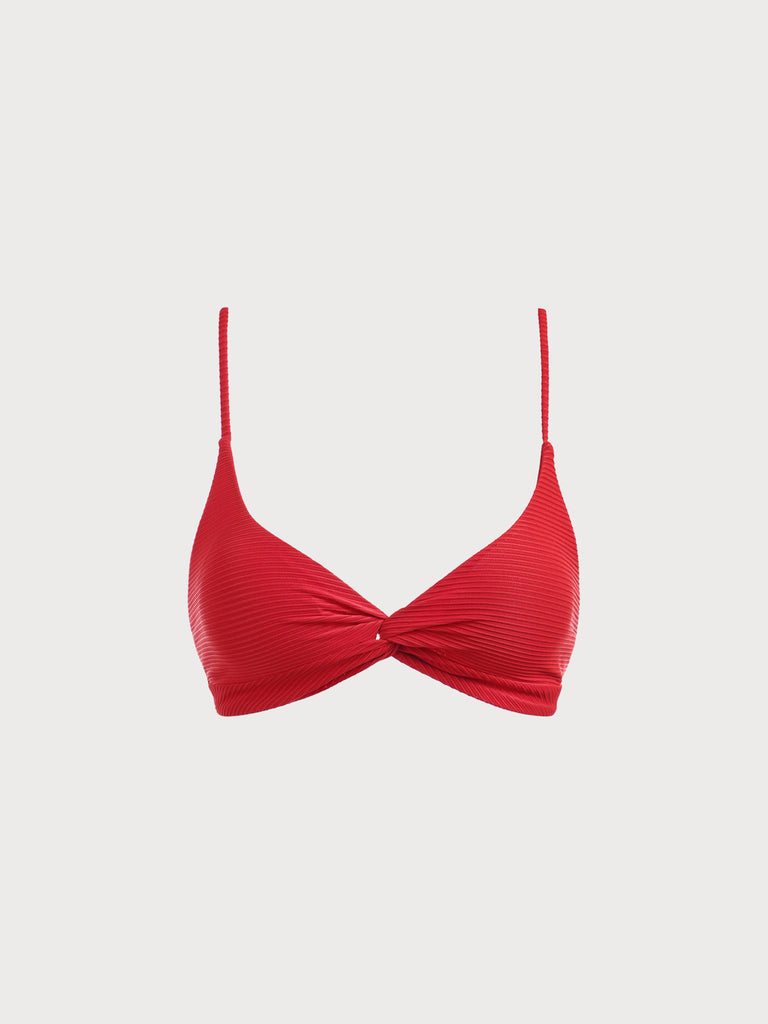 Red The Twist Backless Bikini Top Sustainable Bikinis - BERLOOK