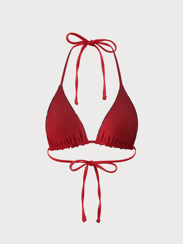 Reversible Cherry Halter Bikini Top Sustainable Bikinis - BERLOOK