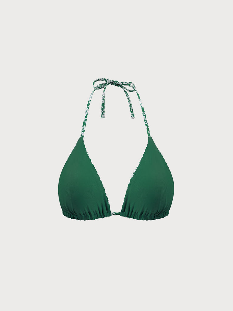 Reversible Floral Halter Bikini Top Sustainable Bikinis - BERLOOK