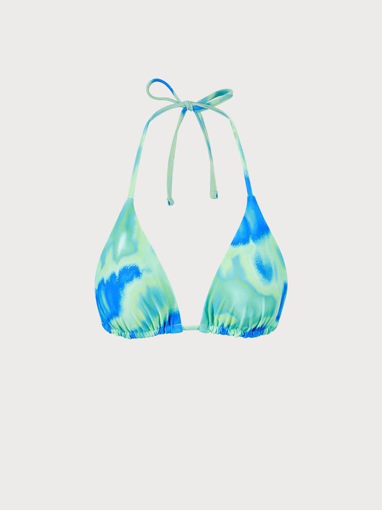 Reversible Psychedelic Print Bikini Top Blue Sustainable Bikinis - BERLOOK