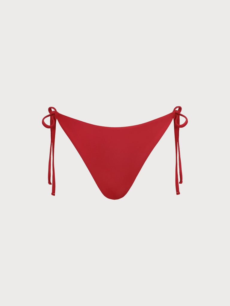 Reversible Tie Bikini Bottom Red Sustainable Bikinis - BERLOOK