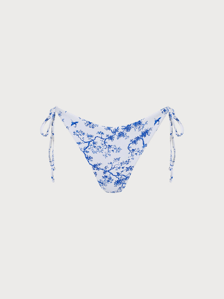 Reversible Tie Floral Bikini Bottom Blue Sustainable Bikinis - BERLOOK