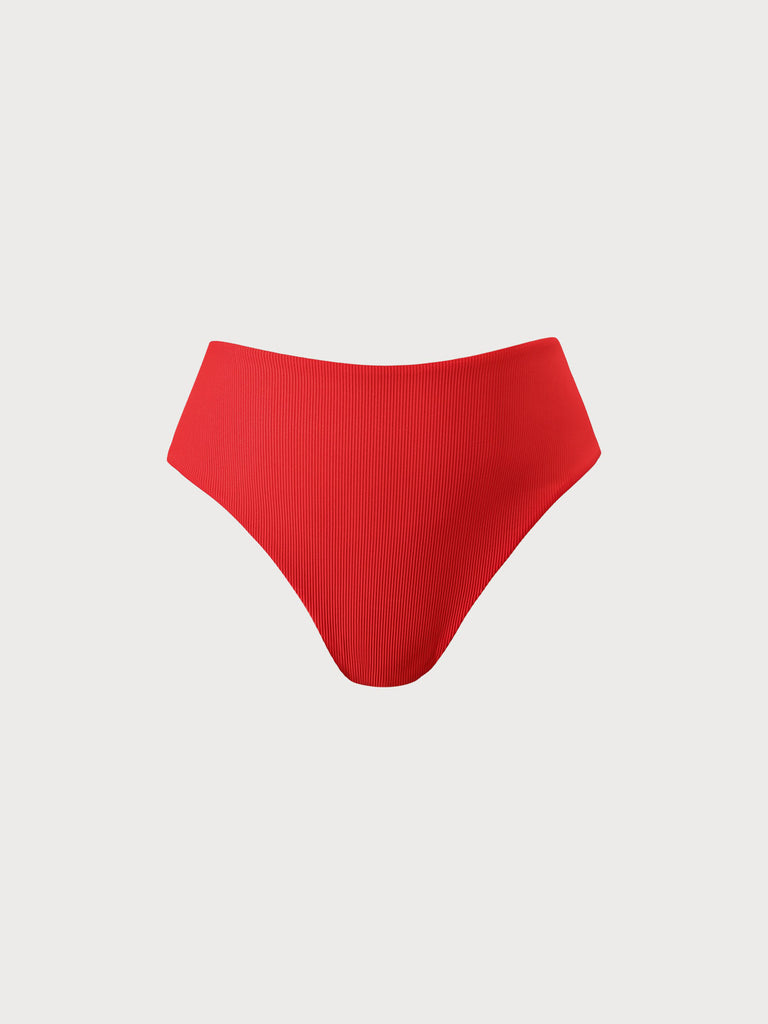 Ribbed Plus Size Bikini Bottom Red Sustainable Plus Size Bikinis - BERLOOK