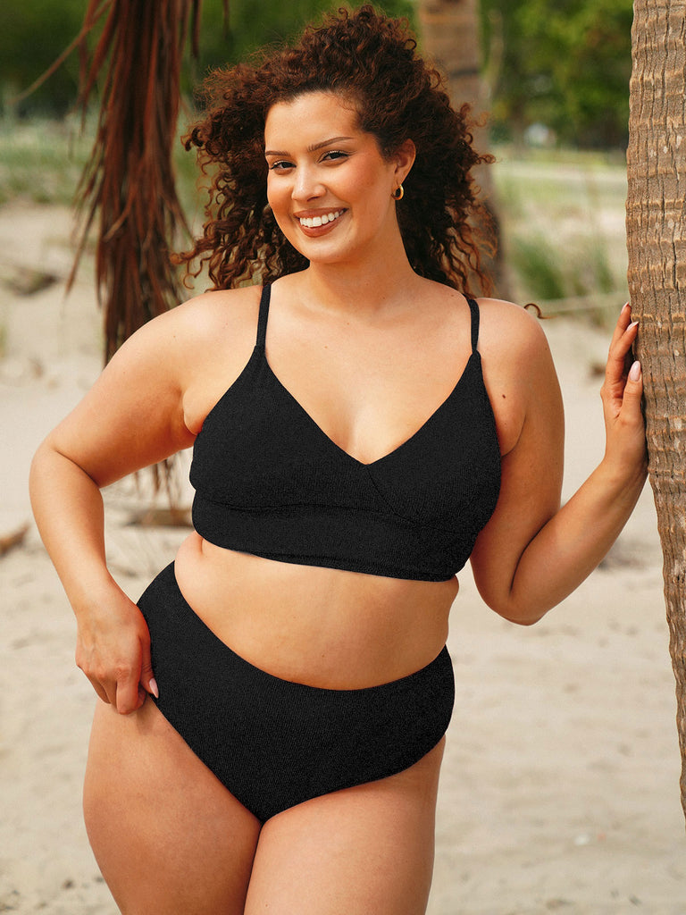 Ribbed Plus Size Bikini Bottom Sustainable Plus Size Bikinis - BERLOOK