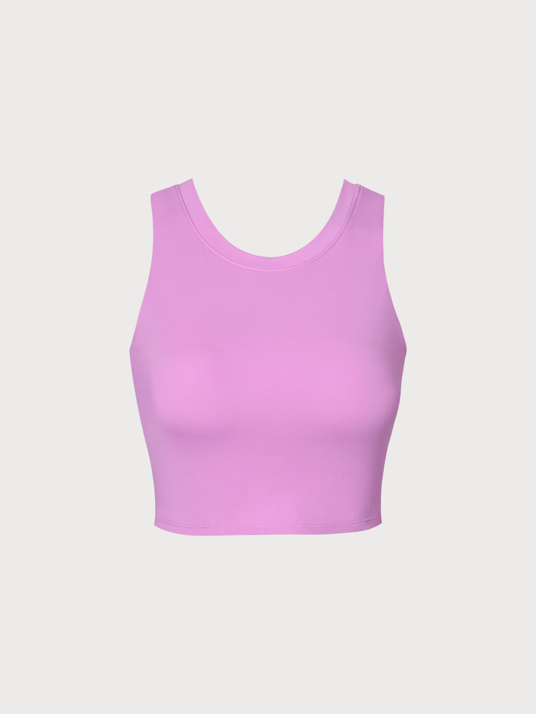Round Neck Backless Tank Top Sustainable Yoga Tops - BERLOOK