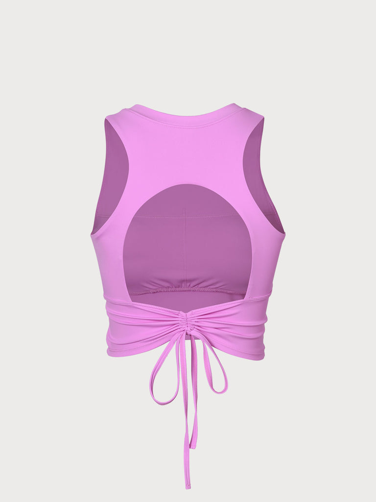 Round Neck Backless Tank Top Sustainable Yoga Tops - BERLOOK