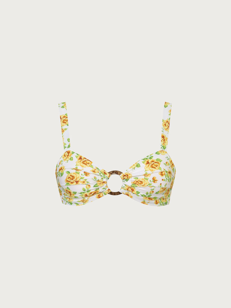 Ruched Cutout Floral Bikini Top Sustainable Bikinis - BERLOOK