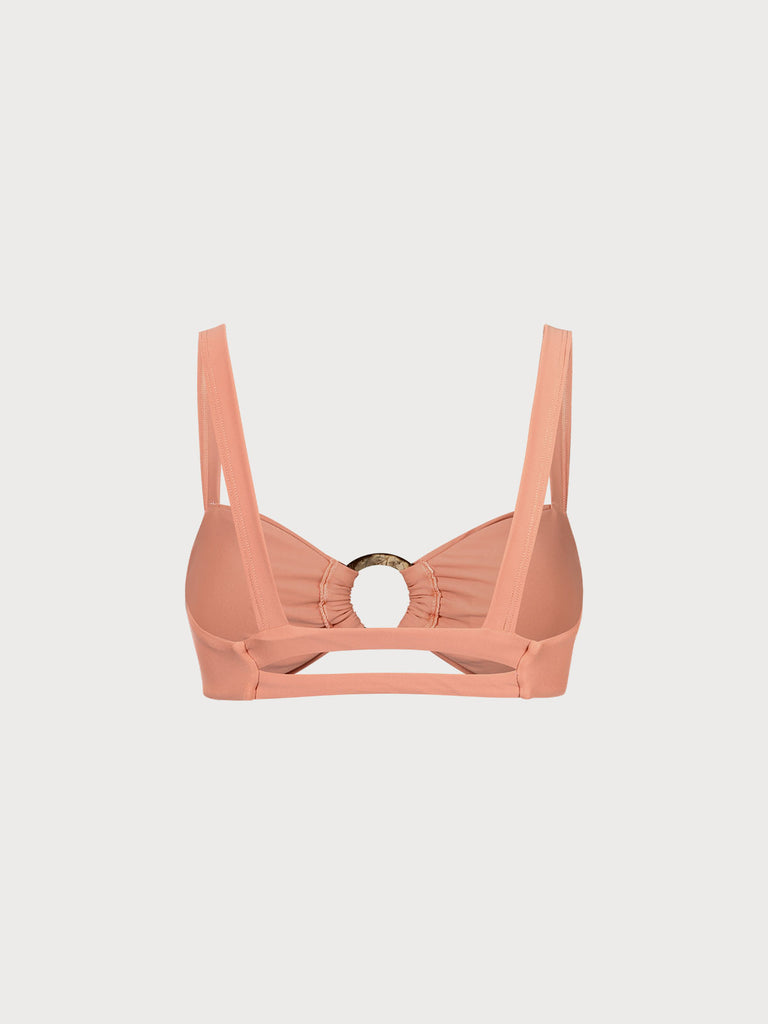 Ruched Cutout Solid Bikini Top Sustainable Bikinis - BERLOOK