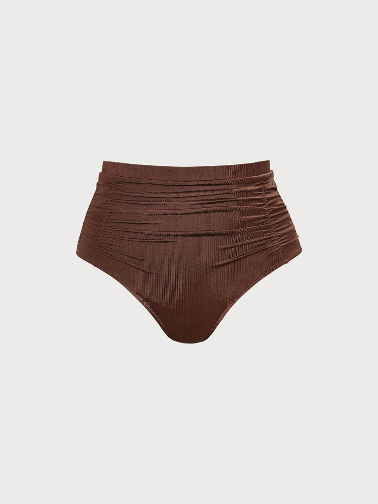 Ruched Plus Size Bikini Bottom Coffee Sustainable Plus Size Bikinis - BERLOOK