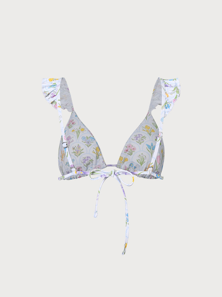 Ruffle Floral Triangle Bikini Top Sustainable Bikinis - BERLOOK