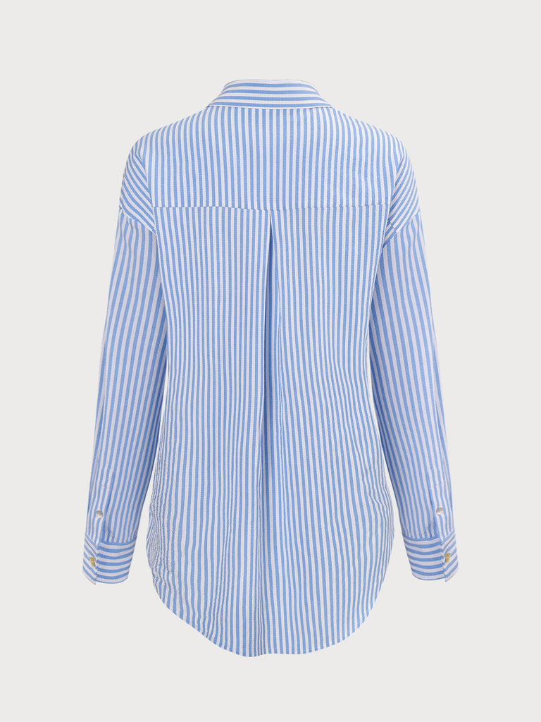 Shirt Collar Pocket Stripe Cover Up Sustainable Cover-ups - BERLOOK