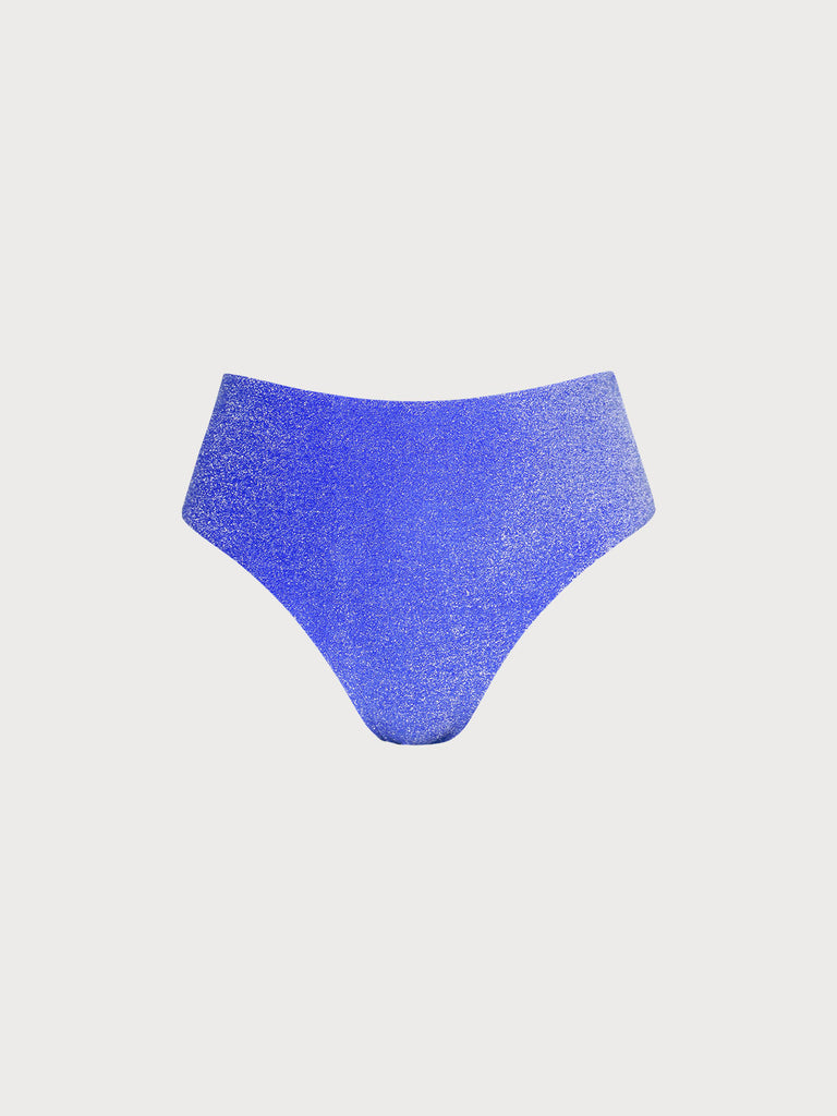 Solid Lurex Plus Size Bikini Bottom Navy Sustainable Plus Size Bikinis - BERLOOK