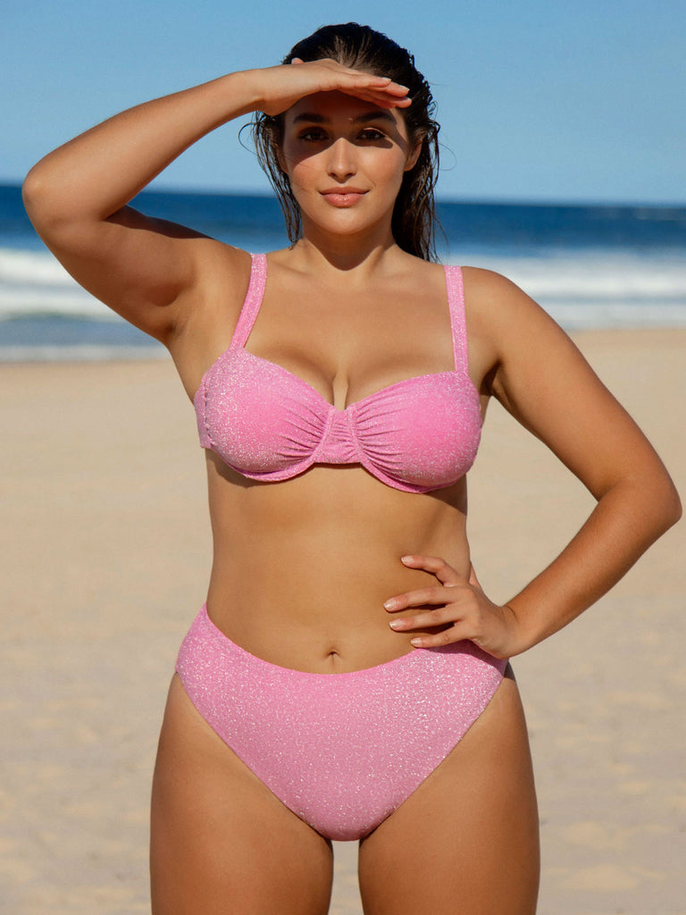 Solid Lurex Plus Size Bikini Bottom Sustainable Plus Size Bikinis - BERLOOK