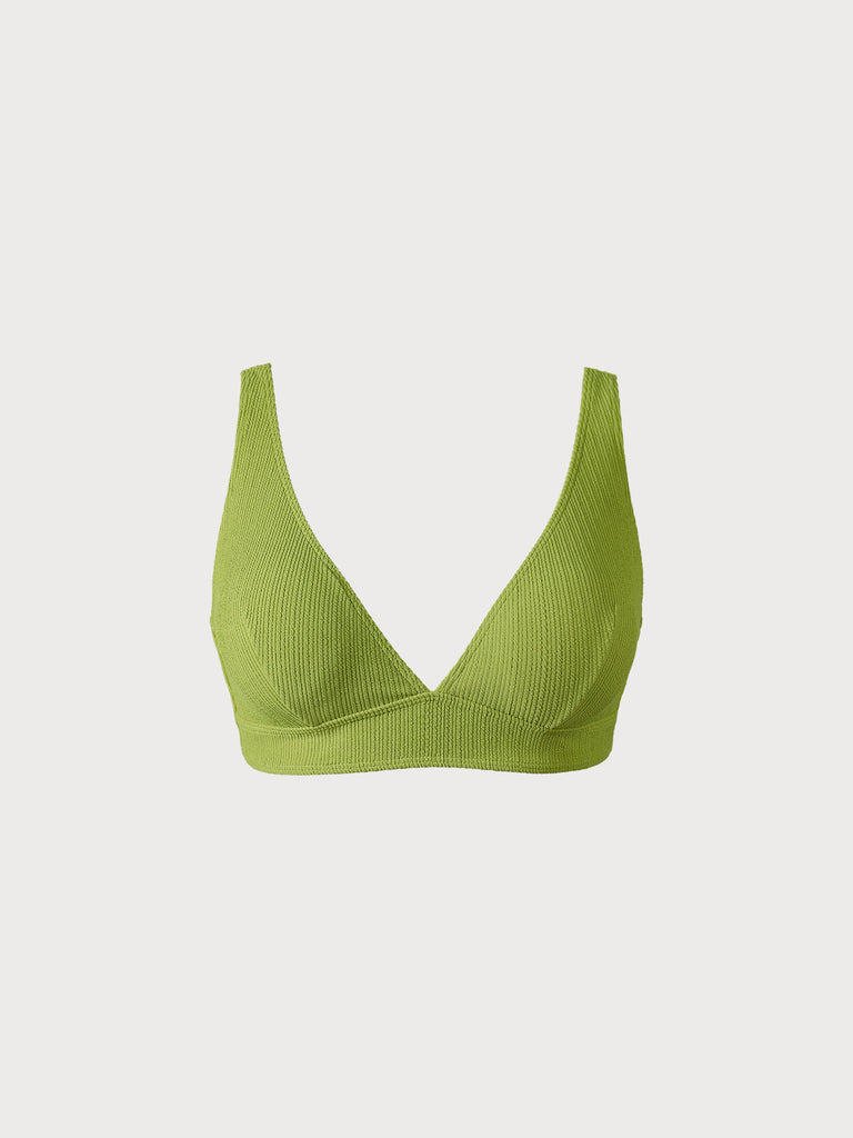 Solid Plus Size Plunge Bikini Top Light Green Sustainable Plus Size Bikinis - BERLOOK