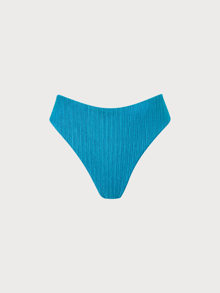 Solid Textured Bikini Bottom Navy Sustainable Bikinis - BERLOOK