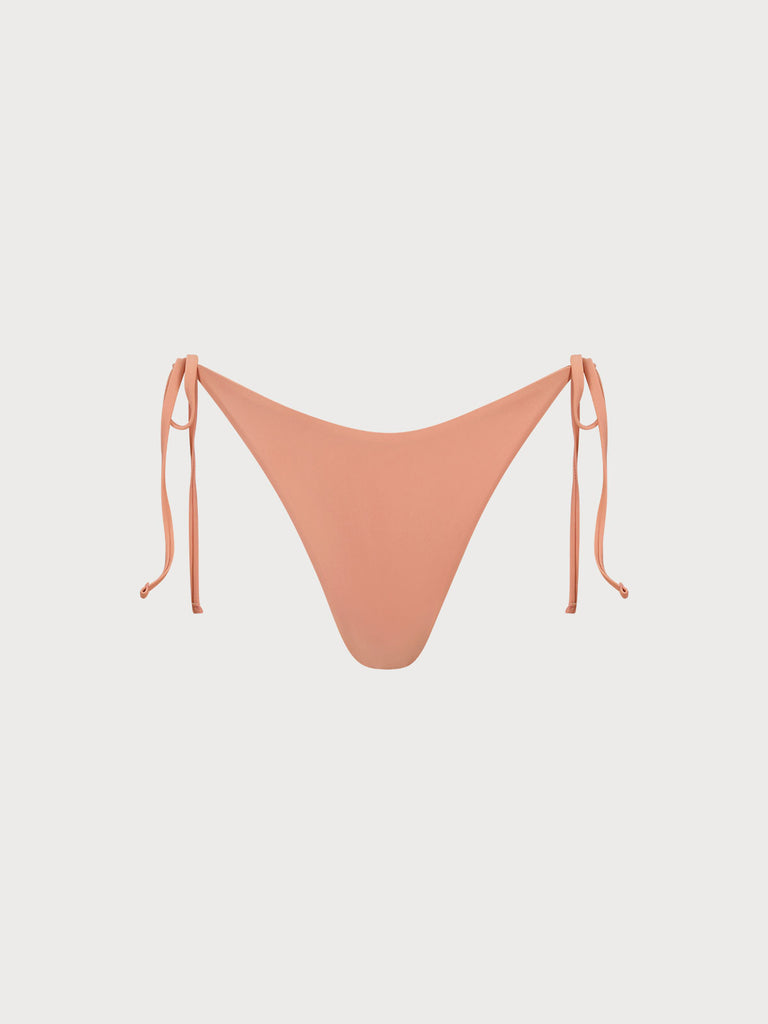Solid Tie Bikini Bottom Light Orange Sustainable Bikinis - BERLOOK