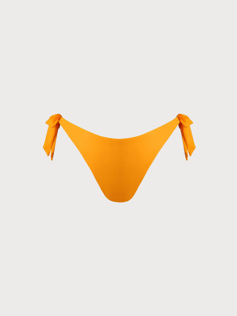 Solid Tie Plus Size Bikini Bottom Yellow Sustainable Plus Size Bikinis - BERLOOK