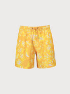 THE Orange Flower Print Beach Swimming Trunks Print Sustainable Men's Shorts - BERLOOK