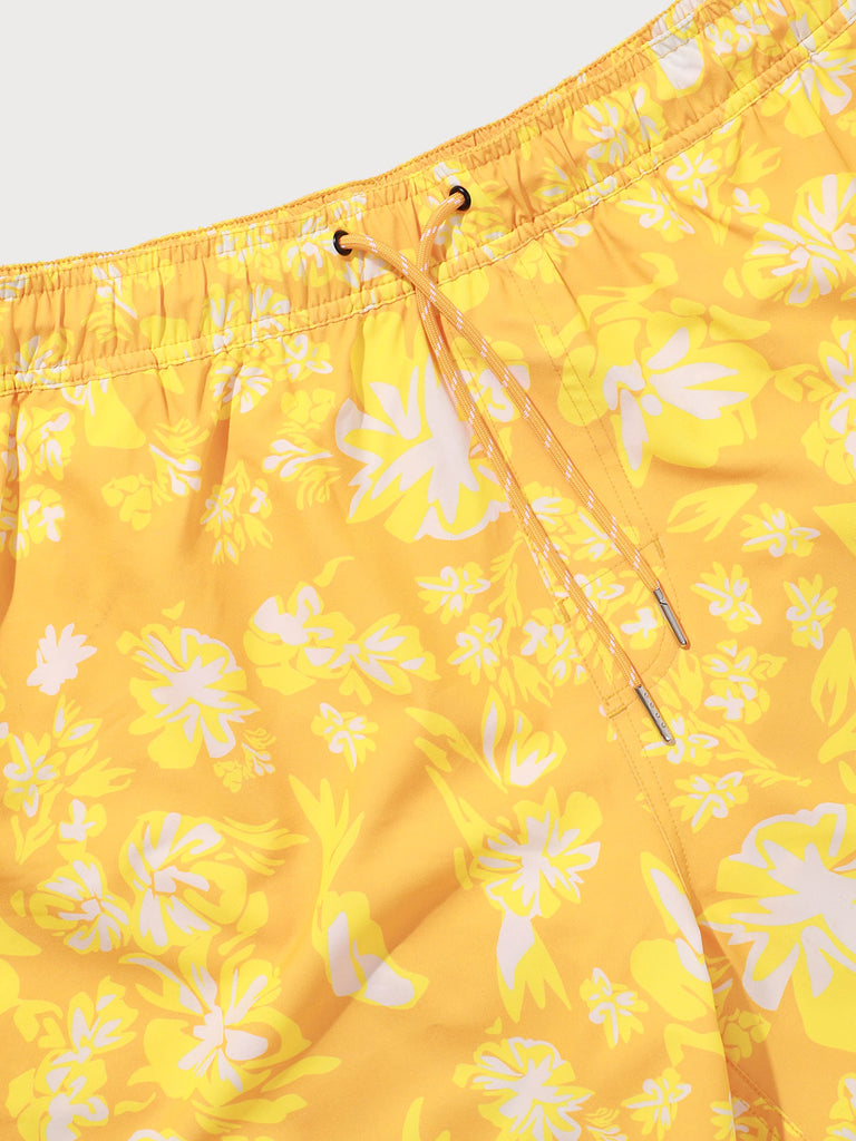 THE Orange Flower Print Beach Swimming Trunks Sustainable Men's Shorts - BERLOOK