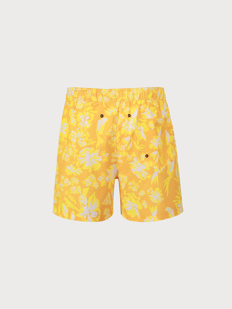 THE Orange Flower Print Beach Swimming Trunks Sustainable Men's Shorts - BERLOOK