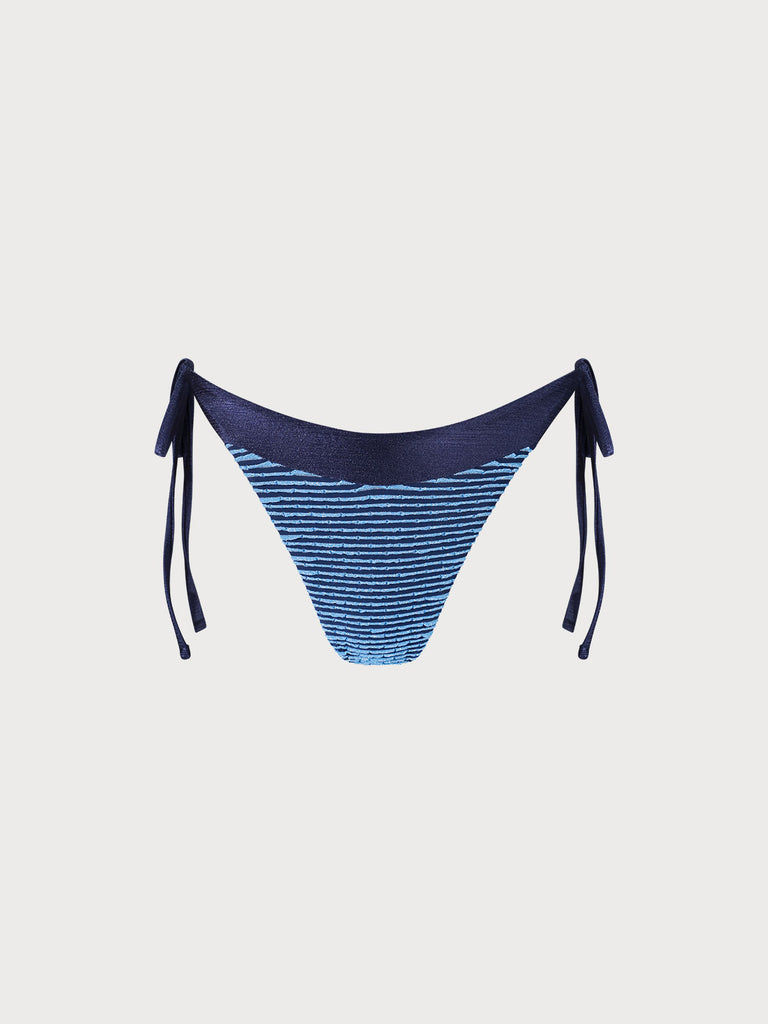 Textured Frill Tie Bikini Bottom Navy Sustainable Bikinis - BERLOOK