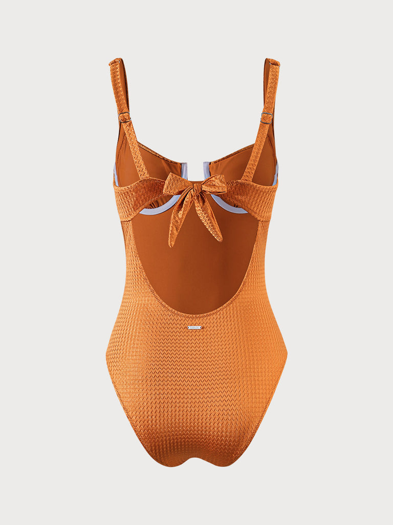 Textured Knotted One-Piece Swimsuit Sustainable One-Pieces - BERLOOK