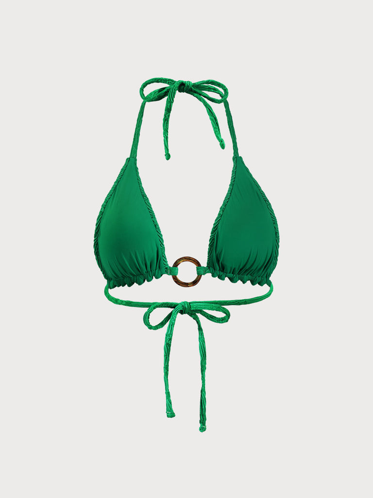 Textured O-Ring Halter Bikini Top Sustainable Bikinis - BERLOOK