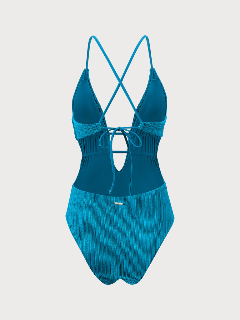 Textured Plunge One-Piece Swimsuit Sustainable One-Pieces - BERLOOK
