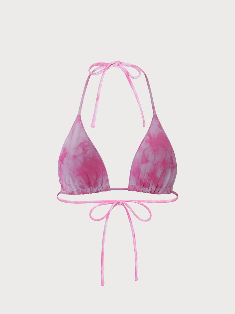 Tie-Dye Halter Triangle Bikini Top Sustainable Bikinis - BERLOOK