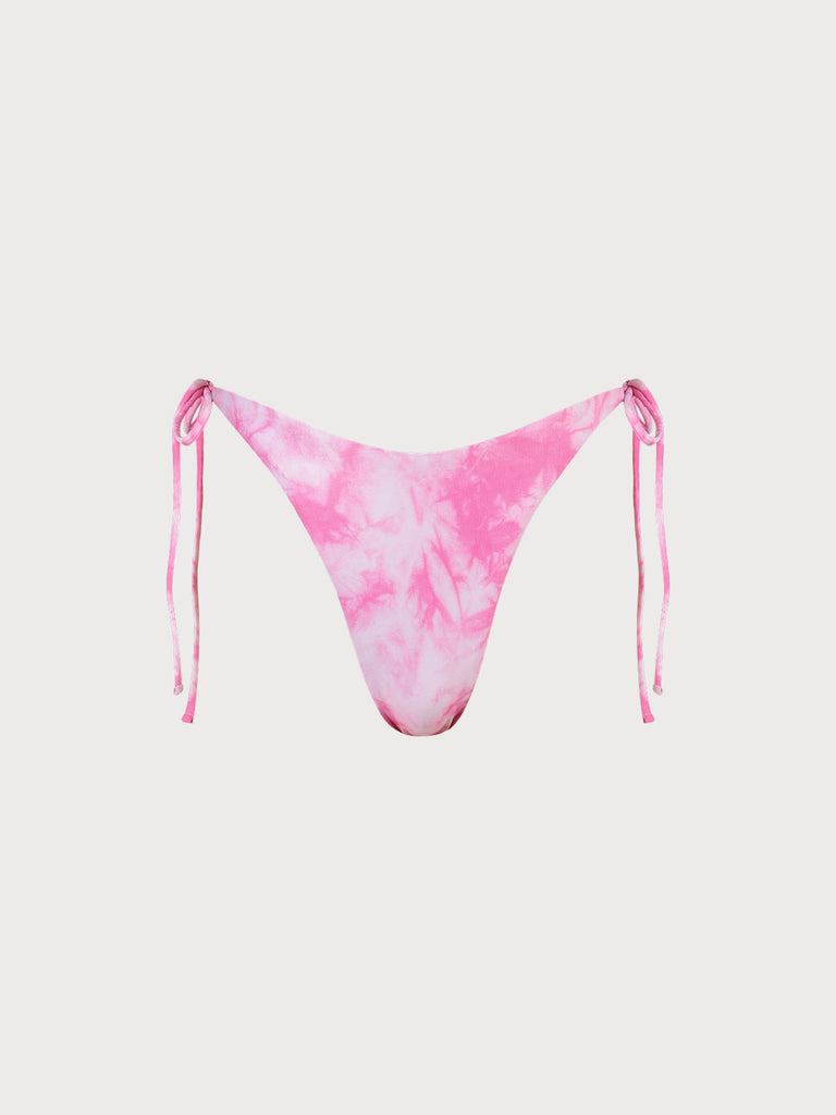 Tie-Dye Tie Side Bikini Bottom Pink Sustainable Bikinis - BERLOOK