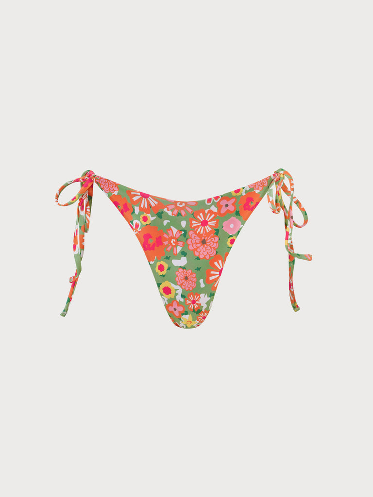 Tie Floral Bikini Bottom Orange Sustainable Bikinis - BERLOOK