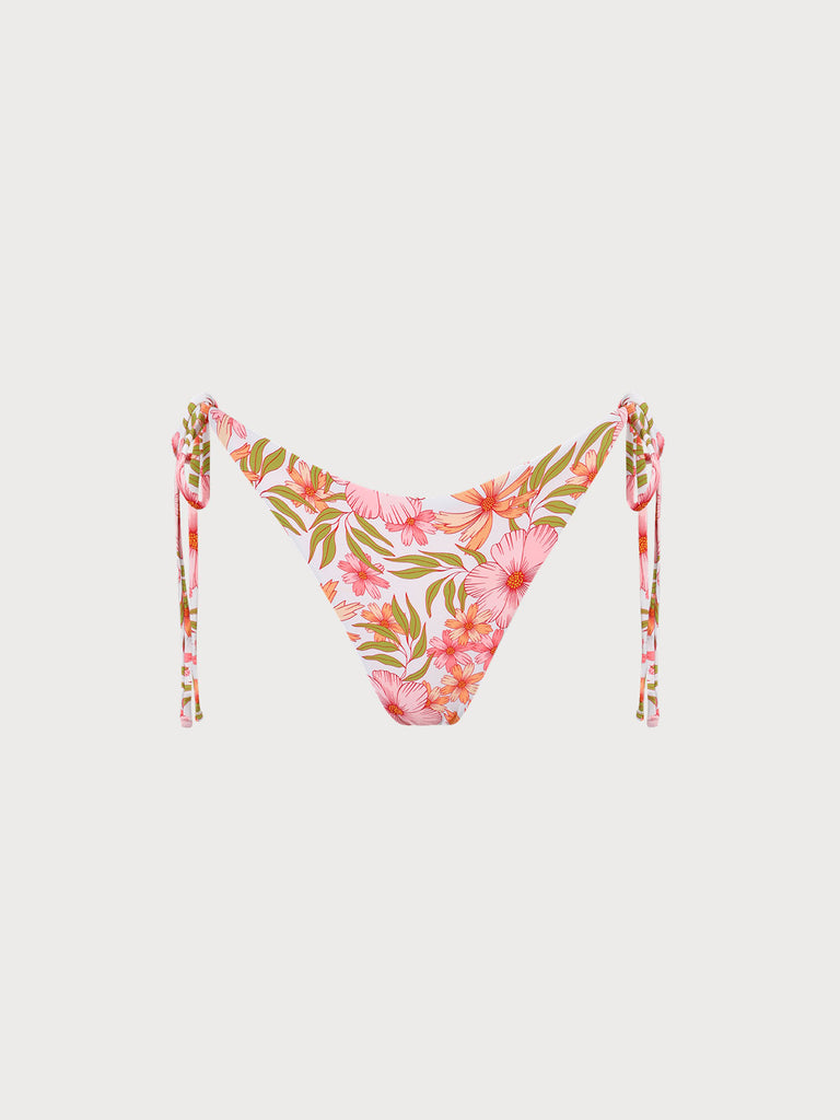 Tie Floral Bikini Bottom Pink Sustainable Bikinis - BERLOOK