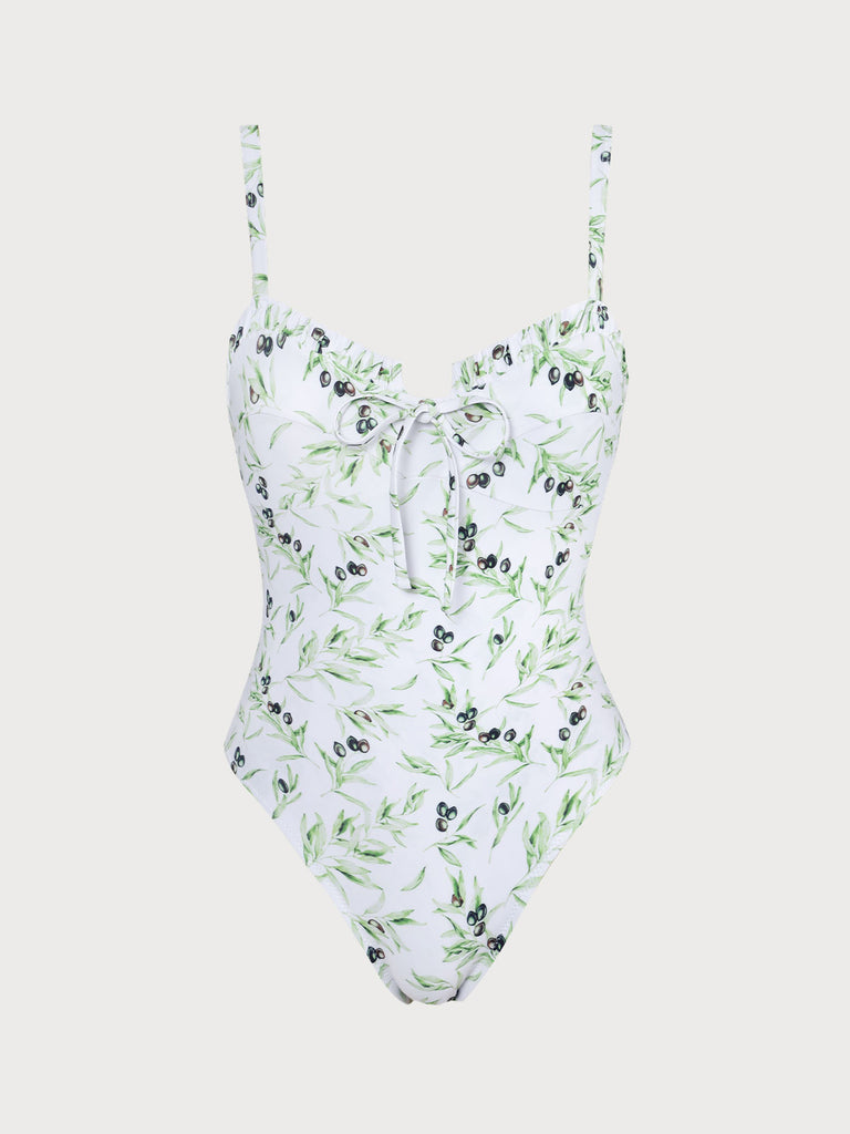 Tie Font Floral One-Piece Swimsuit Sustainable One-Pieces - BERLOOK