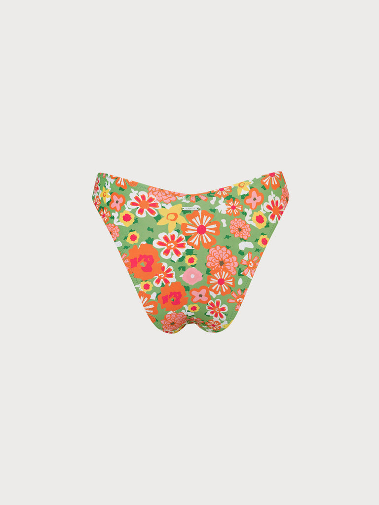 V-Cut Floral Bikini Bottom Sustainable Bikinis - BERLOOK